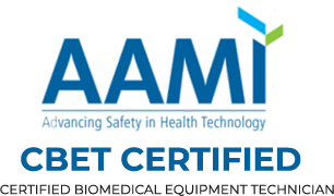 Our technicians are AAMI CBET certified with a minimum of 5 years of